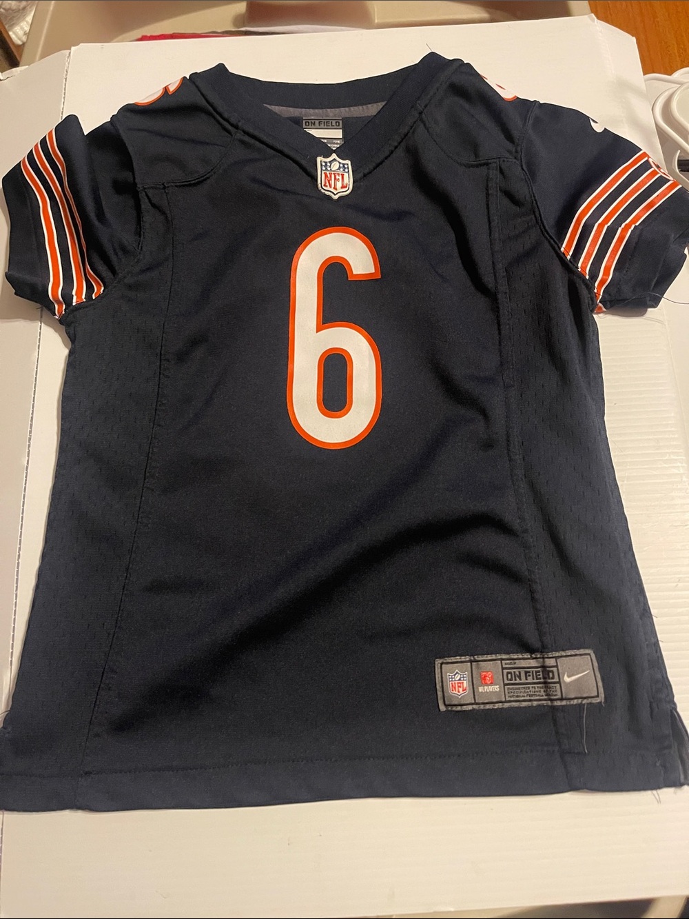 Nike Kids Navy Blue #6 Football Jersey with Orange & White Trim